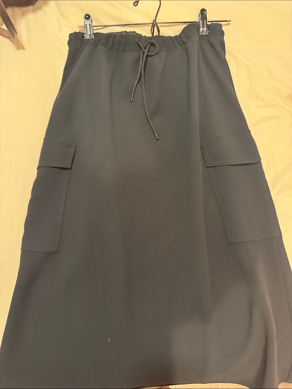 Aritzia Black Midi Cargo Drawstring Skirt